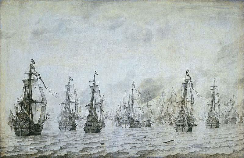 willem van de velde  the younger The naval battle against the Spaniards near Dunkerque, 18 february 1639 oil painting picture